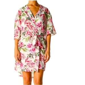 Show Me Your MuMu Pink Floral Short Sleeve Robe | OS | Bridesmaid Bridal